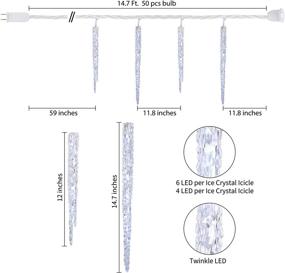 img 1 attached to 🎄 Pure White Christmas Icicle Lights - 10 Ice Crystal Tubes with 50 Blinking LED, Connectable Twinkle Lights for Outdoor Holiday Decorations