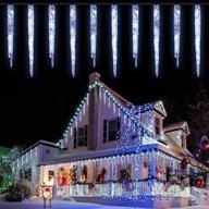 🎄 pure white christmas icicle lights - 10 ice crystal tubes with 50 blinking led, connectable twinkle lights for outdoor holiday decorations логотип