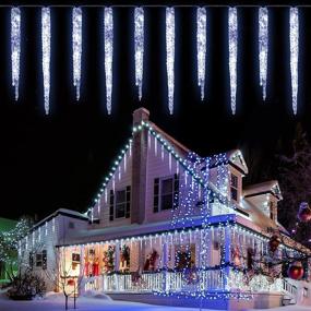 img 4 attached to 🎄 Pure White Christmas Icicle Lights - 10 Ice Crystal Tubes with 50 Blinking LED, Connectable Twinkle Lights for Outdoor Holiday Decorations