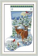 🎄 captaincrafts elk deer christmas stocking: hot new cross stitch kit for counted embroidery - needlecrafts patterns with stamped design logo