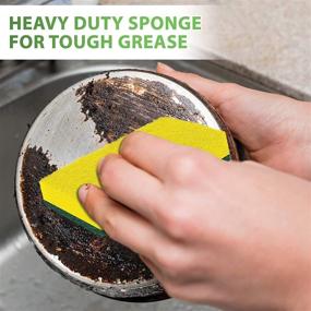 img 2 attached to SCRUBIT Heavy Duty Scrub Sponges - Powerful Dishwashing Sponge Including a Reflective Scouring Pad - Perfect for Kitchen and Bathroom Cleaning - Vibrant Yellow - Pack of 24 Dish Sponges