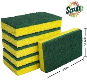img 3 attached to SCRUBIT Heavy Duty Scrub Sponges - Powerful Dishwashing Sponge Including a Reflective Scouring Pad - Perfect for Kitchen and Bathroom Cleaning - Vibrant Yellow - Pack of 24 Dish Sponges