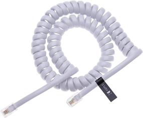 img 3 attached to 5ft RJ10 Telephone Phone Cord - Coiled Spiral Handset Wire 10ft Compatible with Landline/IP Phones (White)