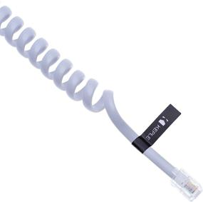 img 2 attached to 5ft RJ10 Telephone Phone Cord - Coiled Spiral Handset Wire 10ft Compatible with Landline/IP Phones (White)