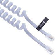 5ft rj10 telephone phone cord - coiled spiral handset wire 10ft compatible with landline/ip phones (white) logo