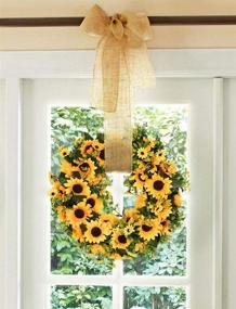 img 1 attached to 🌻 Lvydec Artificial Sunflower Summer Wreath - 16 Inch Decorative Sunflower Wreath with Yellow Flowers and Green Leaves for Front Door Indoor Wall Décor