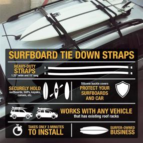 img 3 attached to Ho Stevie! 15ft Surfboard Tie Down Straps - No Scratch - Pair, for Car Truck SUV with Roof Racks - Ideal for SUP, Kayak, Canoe