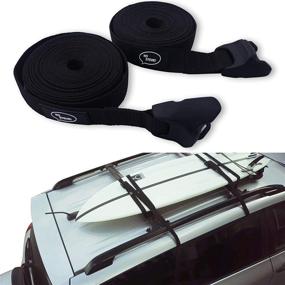 img 4 attached to Ho Stevie! 15ft Surfboard Tie Down Straps - No Scratch - Pair, for Car Truck SUV with Roof Racks - Ideal for SUP, Kayak, Canoe