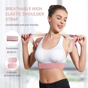 img 2 attached to 👍 Improved Posture Corrector for Men and Women - Adjustable Upper Back Brace for Clavicle Support, Neck & Shoulder Pain Relief - Upright Straightener Comfortably (Pink, M 31-36 Inch)