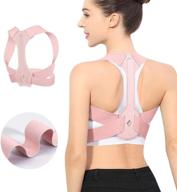 👍 improved posture corrector for men and women - adjustable upper back brace for clavicle support, neck & shoulder pain relief - upright straightener comfortably (pink, m 31-36 inch) logo