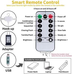 img 1 attached to 9.8 X 9.8 Feet 300 LED Curtain Lights with 8 Light Mode, Remote Control, Dimmable, USB Adapter Hook for Valentine's Day Party, Bedroom, Bathroom, Backdrop, Window, Twinkle Fairy Lights