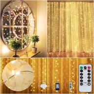 9.8 x 9.8 feet 300 led curtain lights with 8 light mode, remote control, dimmable, usb adapter hook for valentine's day party, bedroom, bathroom, backdrop, window, twinkle fairy lights логотип