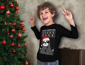 img 2 attached to 🎄 Tstars Slothy Christmas Sweater Sweatshirt: Trendy Boys' Clothing for the Holiday Season