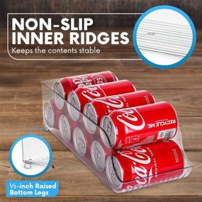 img 2 attached to 🥫 Homeries Can Drink Holder Storage & Dispenser Bin for Refrigerator, Freezer, Countertop, Cabinets & Pantry - Pack of 2 - Holds Up To 9 Cans (7oz) - Beverage & Canned Food Organizer: Organize Your Drinks & Food Conveniently!