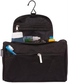 img 1 attached to 🧳 TravelMore Hanging Travel Toiletry Bag Organizer: Hygiene Dopp Kit with Hook for Toiletries, Shaving & Makeup - Black