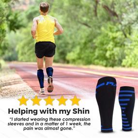 img 1 attached to PowerLix Calf Compression Sleeve (Pair) – Premium Calf Cramp &amp; Shin Splint Sleeves for Men &amp; 🏃 Women – Leg Compression Socks 20-30 mmHg – Excellent for Pain Relief, Running, Work, Travel, Sports &amp; More