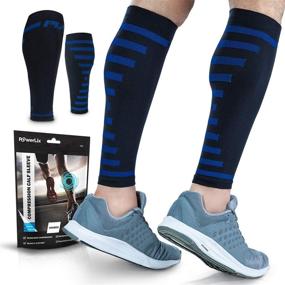 img 4 attached to PowerLix Calf Compression Sleeve (Pair) – Premium Calf Cramp &amp; Shin Splint Sleeves for Men &amp; 🏃 Women – Leg Compression Socks 20-30 mmHg – Excellent for Pain Relief, Running, Work, Travel, Sports &amp; More