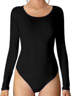 👚 mangdiup crewneck long sleeve bodysuit women's basic stretch cotton jumpsuit tops logo
