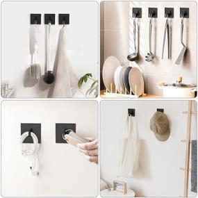 img 3 attached to 🛁 VIS'V Black Stainless Steel Self Adhesive Hooks: Heavy Duty, Waterproof, and Nails-Free - 4 Packs for Bathroom, Kitchen, Shower, and More!