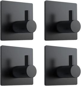 img 4 attached to 🛁 VIS'V Black Stainless Steel Self Adhesive Hooks: Heavy Duty, Waterproof, and Nails-Free - 4 Packs for Bathroom, Kitchen, Shower, and More!