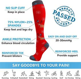 img 2 attached to Bropite Compression Socks for Men & Women- 6 Pairs Copper Fit Socks – Ideal for Sports, Nurses, Pregnancy, Flights & Traveling (Small-Medium, Multicolored: Red/Red/Green/Green/White/Black)