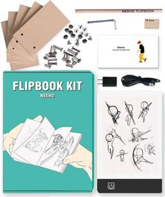 img 4 attached to Animation Flipbook Kit: Neeho Flipbook Kit with Light Pad & 300 Premium Pre-drilled Sheets, LED Lightbox for Drawing, Tracing, and Binding Screws