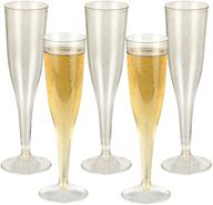 🥂 premium 36-piece gold glitter plastic champagne flutes set - perfect for parties, weddings, and events - disposable and elegant clear plastic cups logo