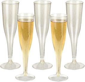 img 4 attached to 🥂 Premium 36-Piece Gold Glitter Plastic Champagne Flutes Set - Perfect for Parties, Weddings, and Events - Disposable and Elegant Clear Plastic Cups