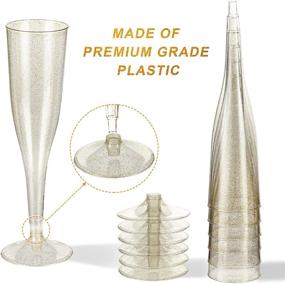 img 2 attached to 🥂 Premium 36-Piece Gold Glitter Plastic Champagne Flutes Set - Perfect for Parties, Weddings, and Events - Disposable and Elegant Clear Plastic Cups