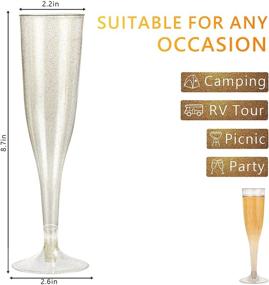 img 3 attached to 🥂 Premium 36-Piece Gold Glitter Plastic Champagne Flutes Set - Perfect for Parties, Weddings, and Events - Disposable and Elegant Clear Plastic Cups