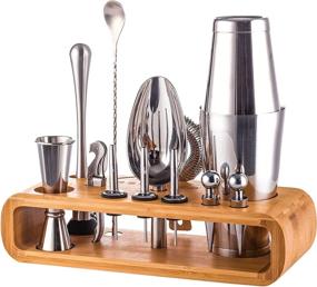 img 4 attached to 🍸 Premium Quality 15-piece Cocktail Shaker Set Bartender Kit - Bar Accessories for the Home Bar Set, Mixed Drink Shaker Kit with Cocktail Cards and Bar Mat - Stainless Steel Bartender Kit with Stand