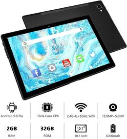 img 1 attached to 📱 10 Inch Tablet, 2.4G/5G WiFi Octa-Core, 32GB Storage, Android 9.0, 13MP+5MP Dual Camera, 1280x800 IPS HD Display, Bluetooth 5.0, GPS - Black