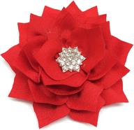 🌹 10 piece red flat back rhinestone button center fabric flowers - pepperlonely, 3 inch logo