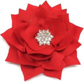 img 4 attached to 🌹 10 Piece Red Flat Back Rhinestone Button Center Fabric Flowers - PEPPERLONELY, 3 Inch