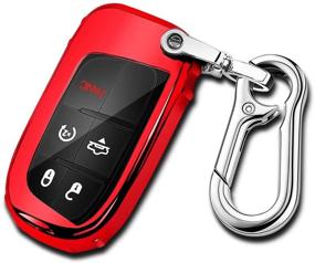 img 4 attached to QBUC For Jeep Key Fob Cover With Keychain Soft TPU Key Fob Case Dodge Durango Challenger Journey Dart Fiat Smart Key 200/300 Dodge Key Fob Cover（Red）