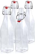 🍺 estilo swing top easy cap glass beer bottles, square, 16 oz, set of 4 - sleek and convenient brewing containers logo