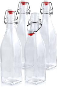 img 4 attached to 🍺 Estilo Swing Top Easy Cap Glass Beer Bottles, Square, 16 oz, Set of 4 - Sleek and Convenient Brewing Containers