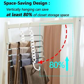 img 2 attached to 👖 MadMedic Magic Multiple Space Saving Hangers for Pants and Jeans - 1 Pack, 5-Layer Multi-Functional Pants Rack made with Stainless Steel, Non-Slip and Heavy Duty - Ideal for RV Travel and Organizing Clothes