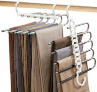 👖 madmedic magic multiple space saving hangers for pants and jeans - 1 pack, 5-layer multi-functional pants rack made with stainless steel, non-slip and heavy duty - ideal for rv travel and organizing clothes логотип