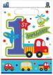 amscan birthday colored plastic 8 piece logo