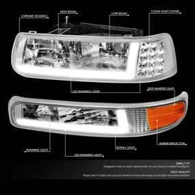 img 3 attached to 🔦 DNA Motoring Pair LED DRL Headlight Bumper Lamps Replacement with Chrome Amber Finish For 1999-2002 Silverado