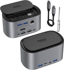 img 4 attached to 💻 Laptop Docking Station: SELORE Triple Display Docking Station with Dual 4K HDMI, DP, 2X USB 3.1, USB 3.0, USB C Data Ports, 87W PD3.0, RJ45, Audio, 10Gb M.2 NVME SSD Enclosure Dock, 13-in-1