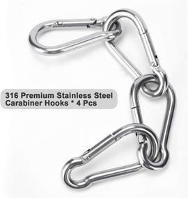 img 2 attached to 🔗 Premium Set of 4 Stainless Steel Spring Snap Hook Carabiners - 3 Inch, 316 Stainless Steel Clips