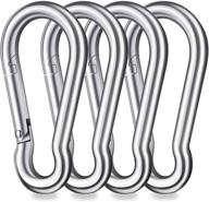 🔗 premium set of 4 stainless steel spring snap hook carabiners - 3 inch, 316 stainless steel clips logo