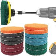 🧼 18 piece 5 inch power scrub pads drill attachment cleaning kit, goh dodd scouring pads with baker and universal shaft - ideal for kitchen, bathroom, auto, grout, carpet, shower, tub, grill, tile logo