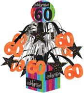 🎉 metallic foil cascading centerpiece, milestone celebrations 60th - creative converting party decoration, 8.5 inch logo