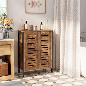 img 2 attached to HOOBRO Industrial Bathroom Cabinet with Adjustable Shelves - Rustic Brown Standing Storage Cabinet with Louver Doors for Living Room, Bedroom, Hallway, Kitchen - BF27CW01