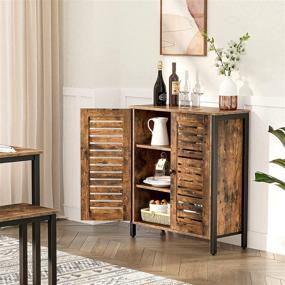 img 3 attached to HOOBRO Industrial Bathroom Cabinet with Adjustable Shelves - Rustic Brown Standing Storage Cabinet with Louver Doors for Living Room, Bedroom, Hallway, Kitchen - BF27CW01