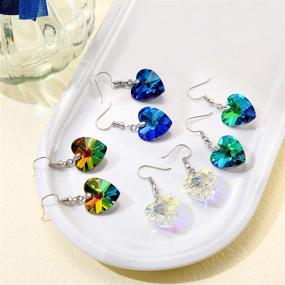 img 1 attached to 💎 Stylish Crystal Earring Set - 16 Pairs of Colorful Dangles for Women and Girls: Butterfly, Heart, Teardrop Shapes