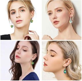 img 3 attached to 💎 Stylish Crystal Earring Set - 16 Pairs of Colorful Dangles for Women and Girls: Butterfly, Heart, Teardrop Shapes